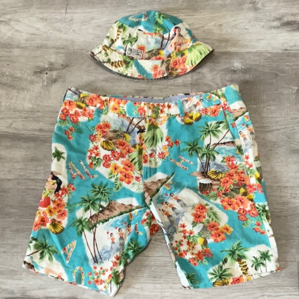 Ralph Lauren Polo Hawaiian Shirts & Bucket hat combo - 35 waist